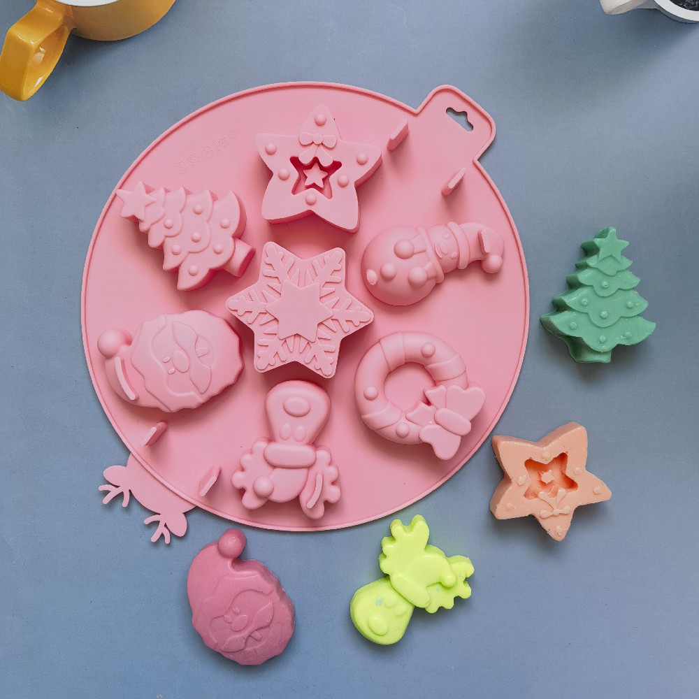 Redondo 7 Navidad 77 molde de silicona pastel helado pudín molde de postre jabón utensilios