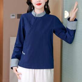 2025秋冬纯色禅服棉麻唐装女中国风禅意茶服春居士服新中式上衣