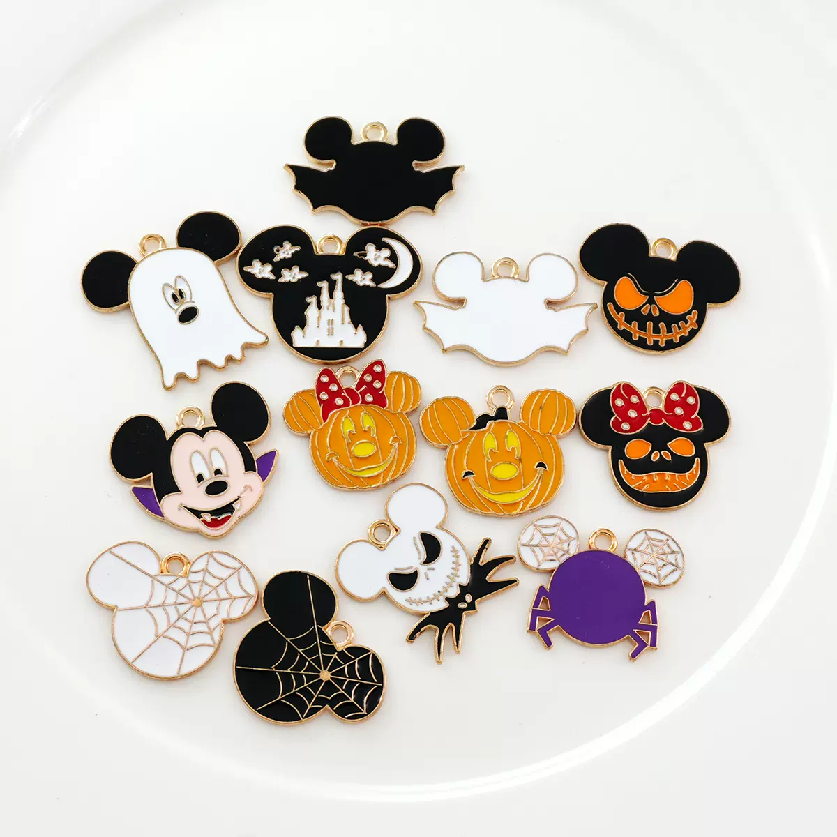 卡通万圣节可爱南瓜米奇米妮合金滴油DIY饰品配件挂件滴油吊坠