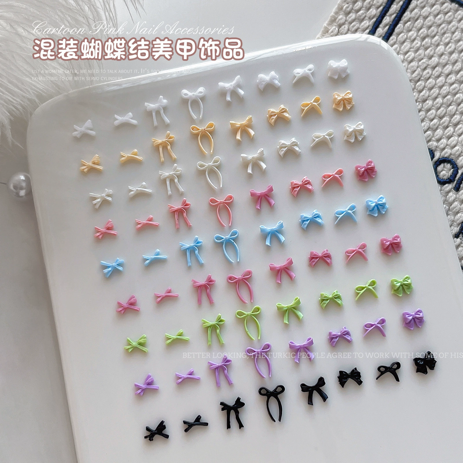 Смешанные банты маникюрные украшения весной и летом макарон цвет трехмерный галстука-бабочка для ногтей трансграничные аксессуары оптом