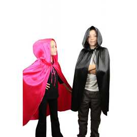 欧美斗篷短款角色扮演披风万圣节儿童披风连帽系带吸血鬼黑红服装