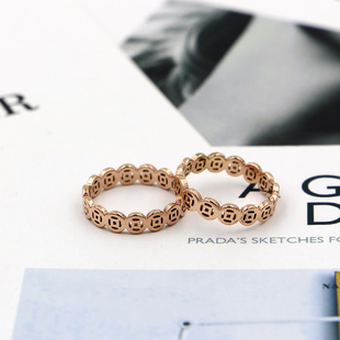Golden ring, copper fashionable small bell, J3-313, Korean style, pink gold, for luck, South Korea 3
