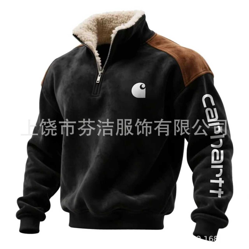 2025 cross-border hot-selling European size fleece jacket, new sports top, niche in North America, with zipper and 3D letter print 2025 cross-border hot-selling European size fleece jacket, new sports top, niche in North America, with zipper and 3D letter print