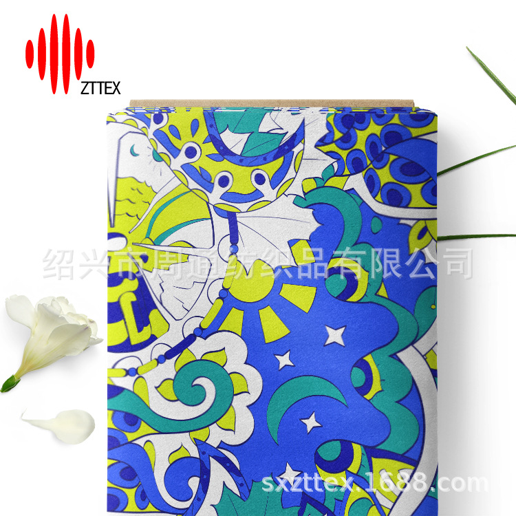ZTTEX 包工包料 印花 热销新款 锦涤桃皮绒印花布