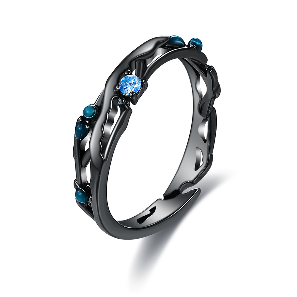 Simple Style Circle Sterling Silver Inlay Zircon Open Ring 1 Piece