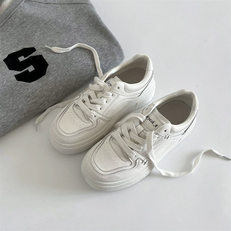 White Japanese white shoes for leisure platform for elementary school students, footwear, summer high sneakers