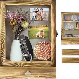 干活展示木盒带抽屉木质可存放图片花朵纪念奖章婚礼展示木盒