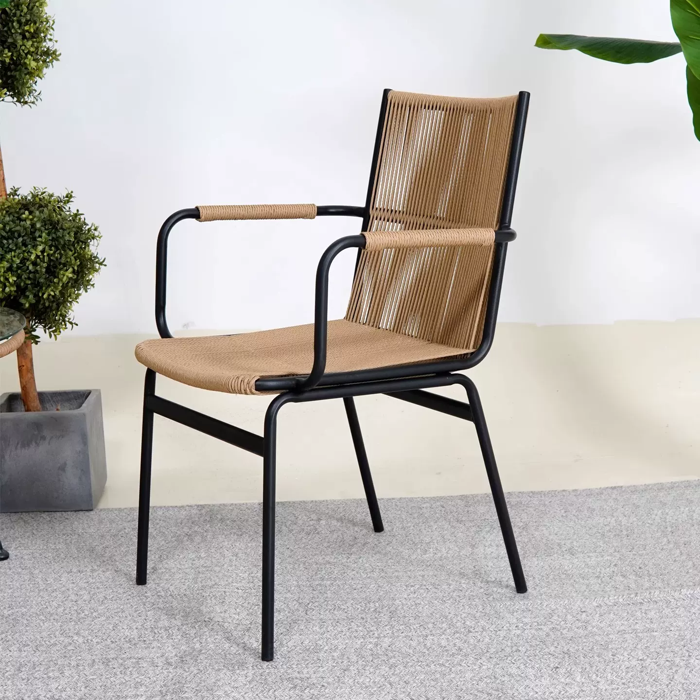 户外藤编椅子桌椅组合露天别墅样板房餐桌藤椅防雨民宿室外桌椅子