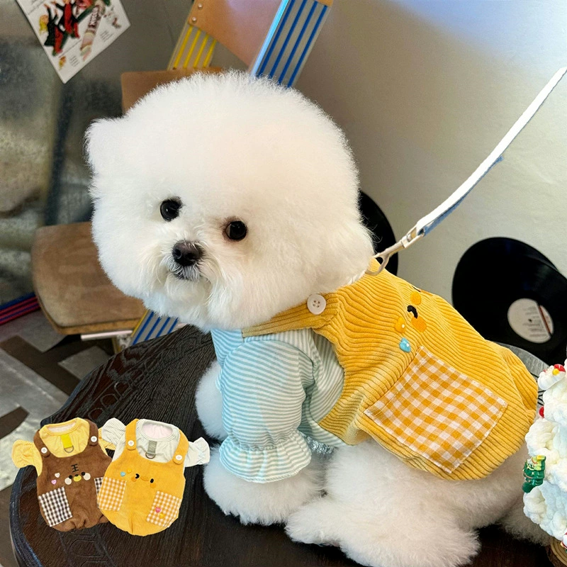 Собачья одежда весной и летом тонкие поддельные два карманных свитера против выпадения волос домашние животные Тедби Пэт Пес Пес