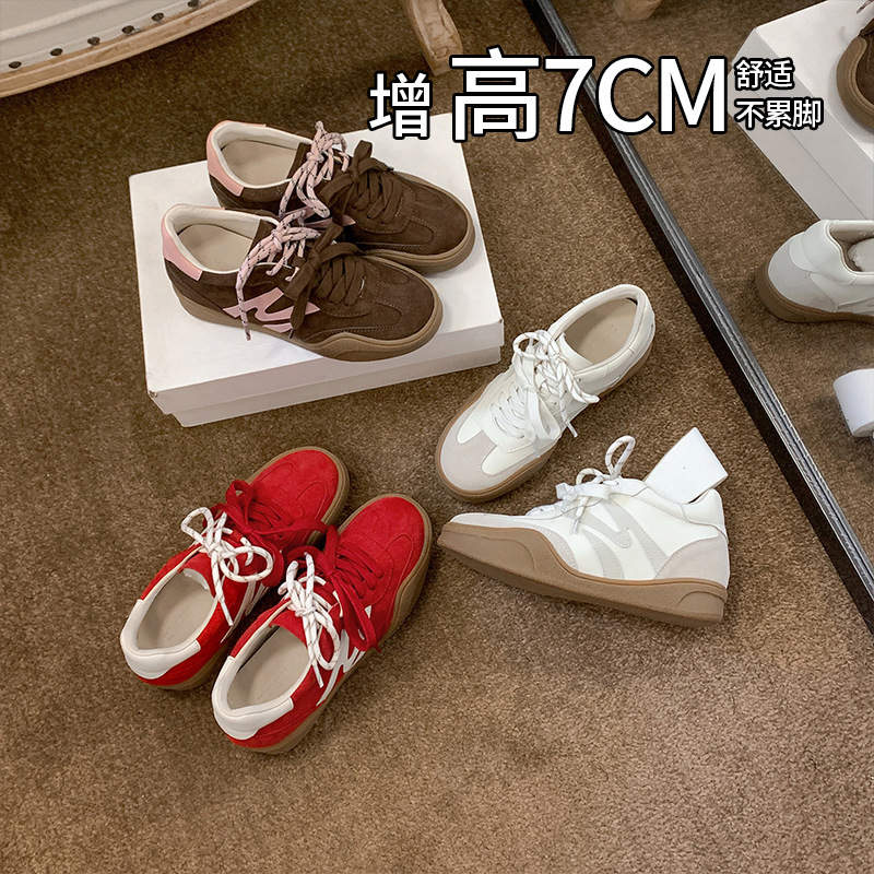7cm Height-Increasing German Training Shoes for Women, 2026 Spring New Caramel Brown Retro Sneakers, Thick-Soled Lace-Up Casual Shoes 7cm Height-Increasing German Training Shoes for Women, 2026 Spring New Caramel Brown Retro Sneakers, Thick-Soled Lace-Up Casual Shoes