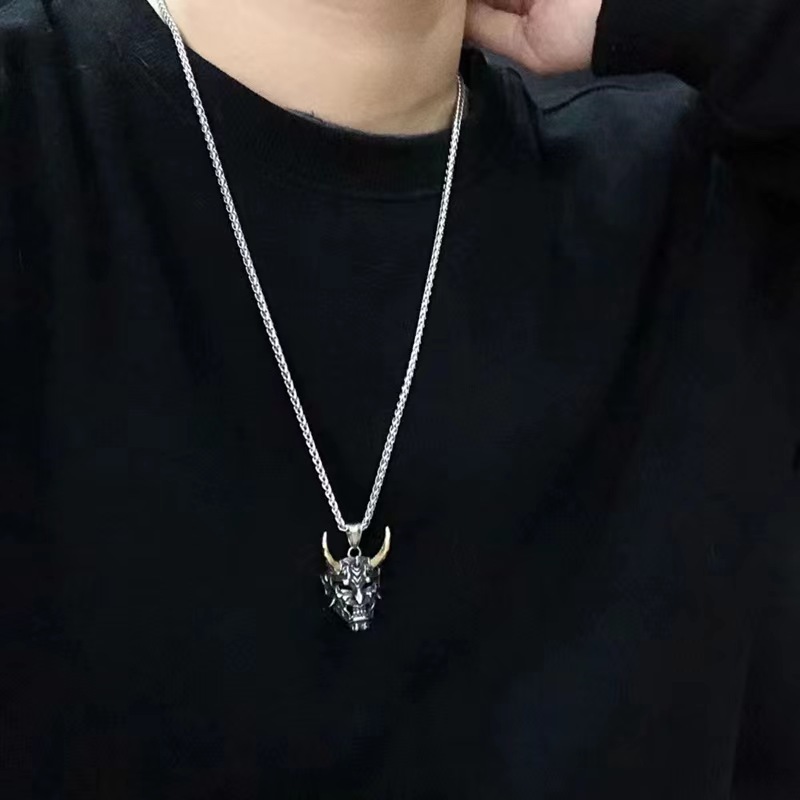 Diablo Japanese Prajnaparamita Mask Necklace Personalized Hip Hop Simple Pendant Versatile Men's and Women's Long_voghion.com