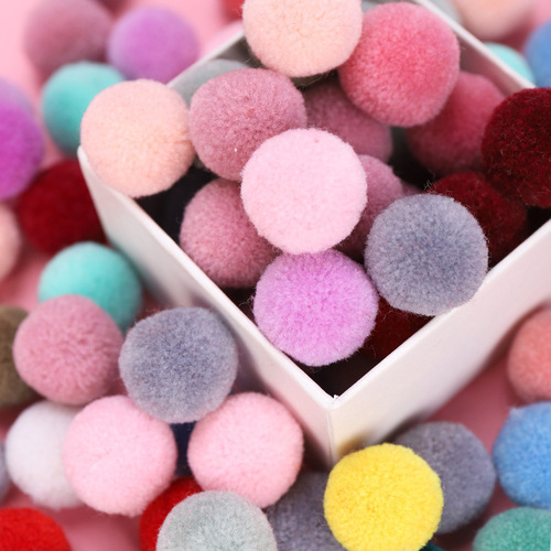Factory direct sales colorful high-elastic pom poms diy polyester plush pom poms children's toys accessories shoes and hats mixed color pom poms