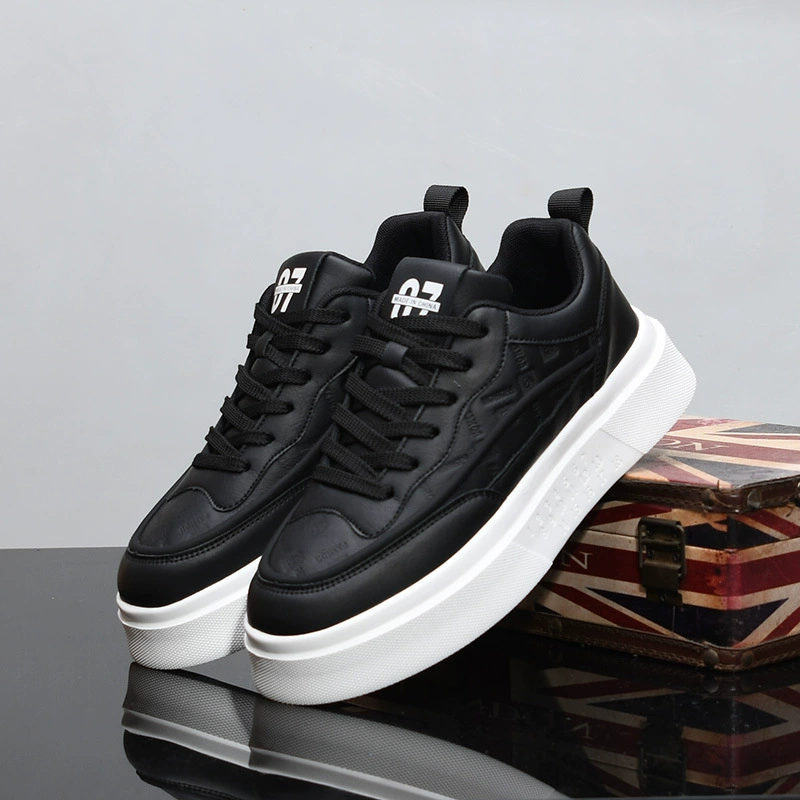 Мужская обувь летом дышащая маленькая белая обувь толстая подошва новая кексы тонкая повседневная обувь для тарелок усилена кожаная обувь 6607