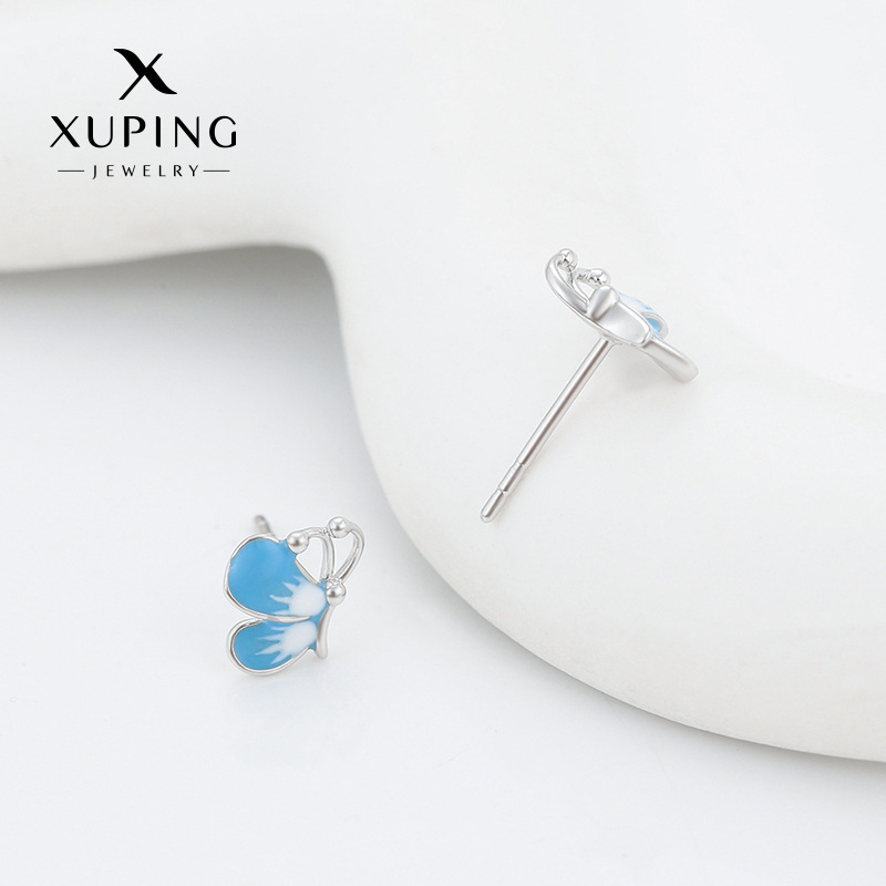 Xuping estilo simple pequeña mariposa fresca esmalte serie de goteo de aceite pequeño temperamento dulce auriculares al por mayor