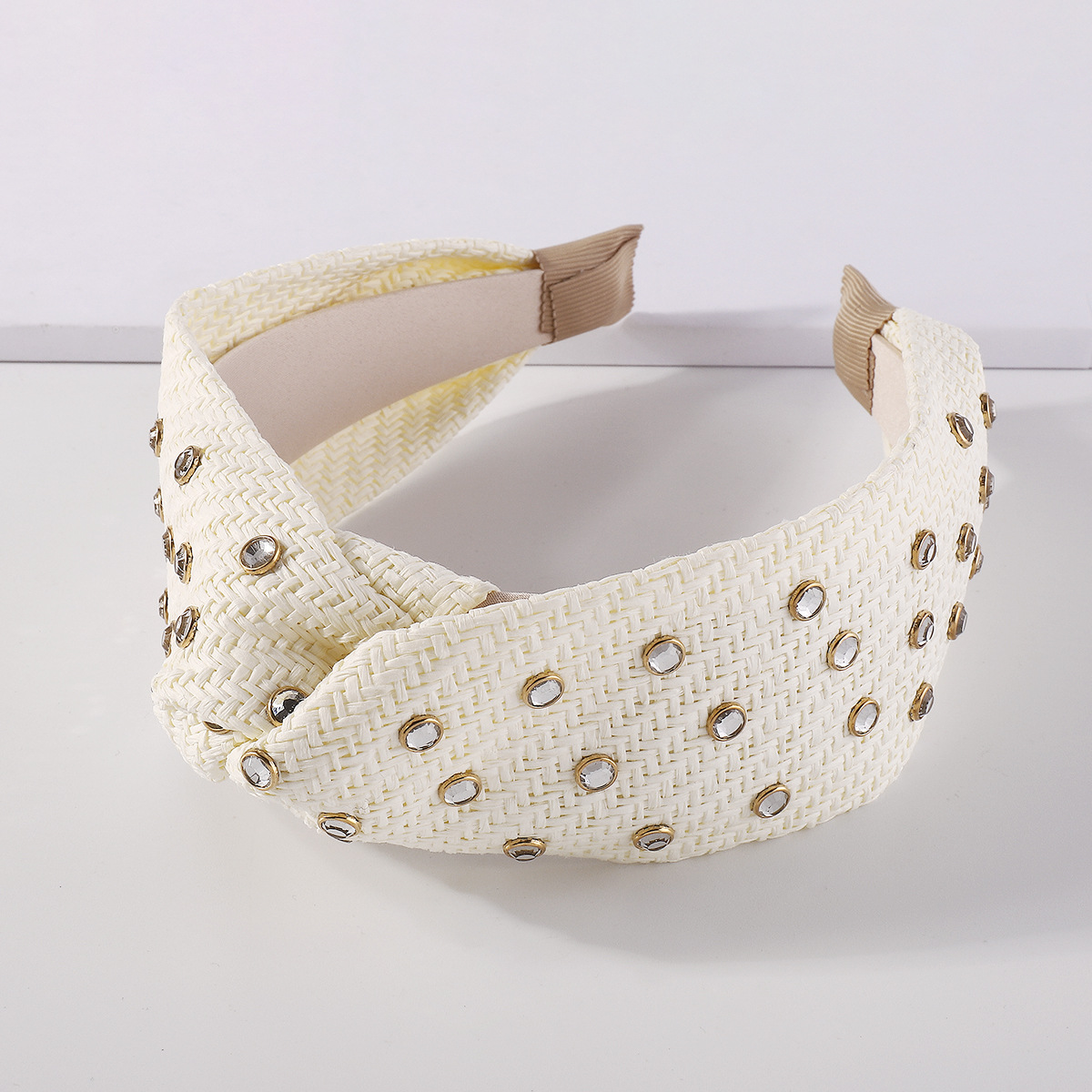 Fashion Simple Straw Wide Edge Geometry Patternknotted Hair Accessories Headband display picture 4