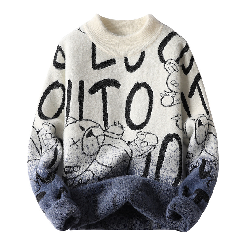 Invierno suelta casual en stock gris espesado ancianos juventud invierno cuello redondo manga larga que basa la camisa