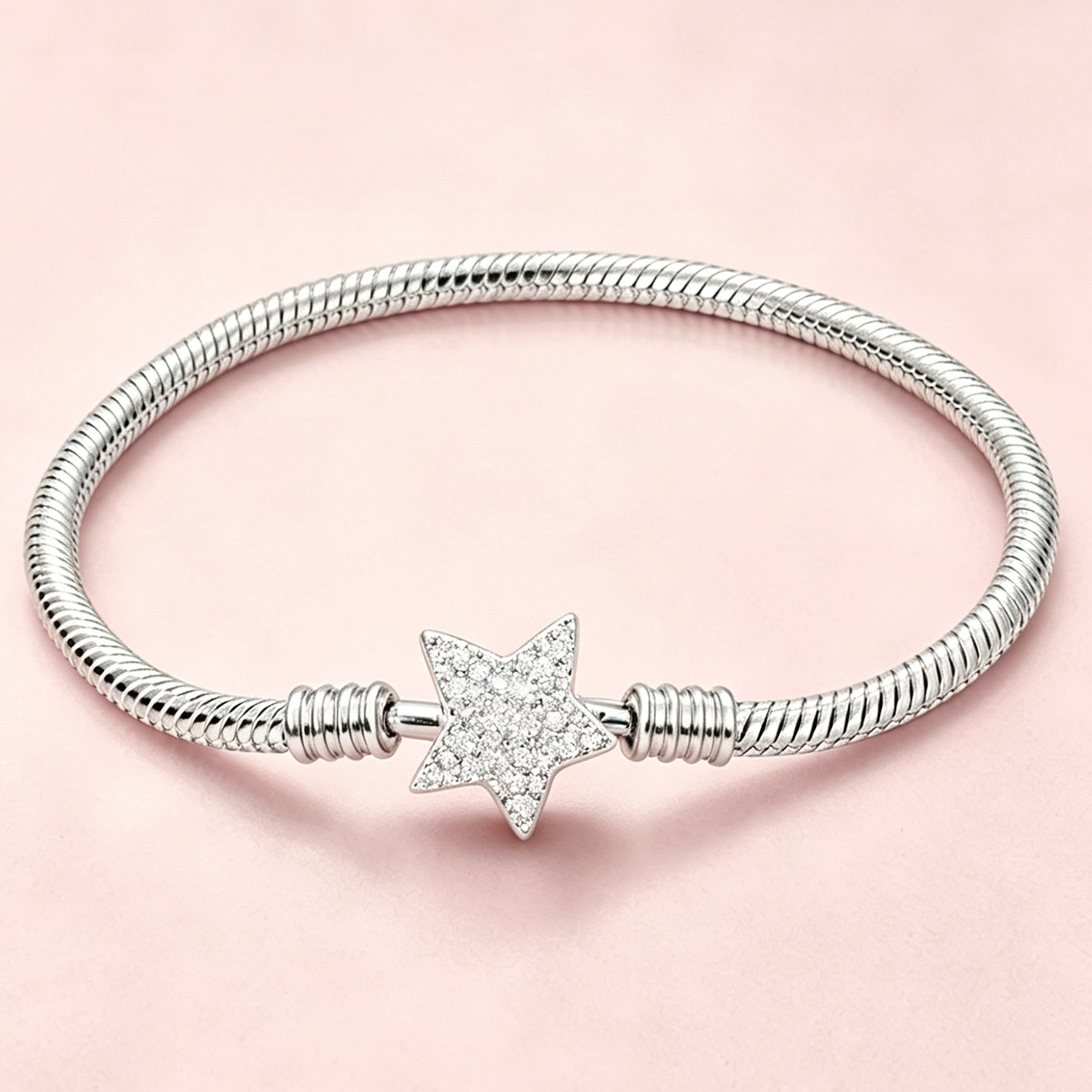 Panjia pulsera desmontable bronce simple pulsera plateada de piedra amor copo de nieve cuatro hojas joyas de la luna