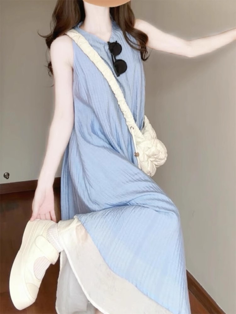 Blue summer dress sleevless