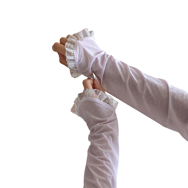 Mangas de hielo, mangas de protección solar, nuevas mangas de hielo anti-ultravioleta para mujer, mangas de protección solar de encaje sueltas y transpirables, protectores de brazos
