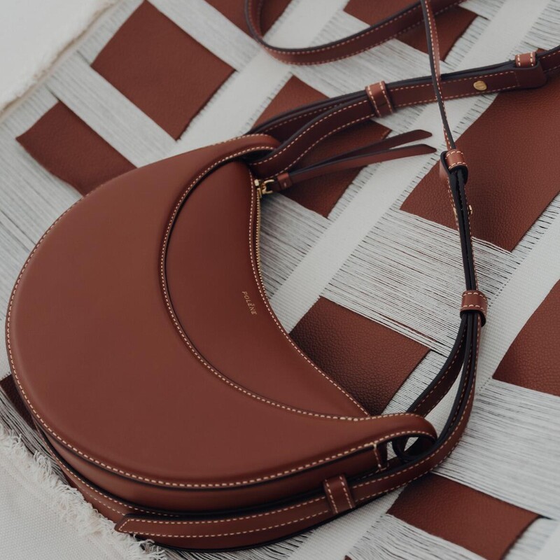 Polene Crescent Bag French Niche Paris Genuine Leather Shoulder Underarm Bag Fashion Cowhide Saddle Bag