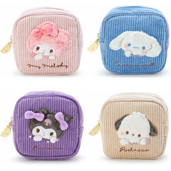 Japanese cute cinnamon dog Kuromi corduroy embroidered small cosmetic bag change storage bag lipstick bag