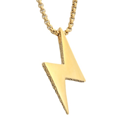 European and American Decorative Titanium Steel Lightning Pendant Personality Punk Retro Trend Men's Stainless Steel Necklace 280252
