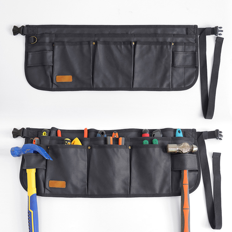 Amazon transfronterizo de bolsillo delantal medio herramientas cortas bolsas de cintura ropa de trabajo de carpintería delantal de lona gruesa cera
