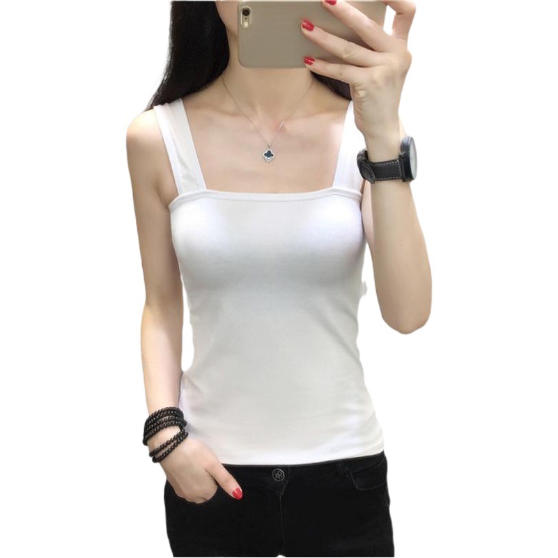 Camisolas de tirantes para mujer al por mayor, verano 2025, estilo coreano, adelgazantes, de color sólido, versátiles, en stock.
