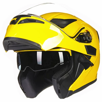 Motorcycle Safety Supplies — double lens exposed helmet - lemon-yellow-m