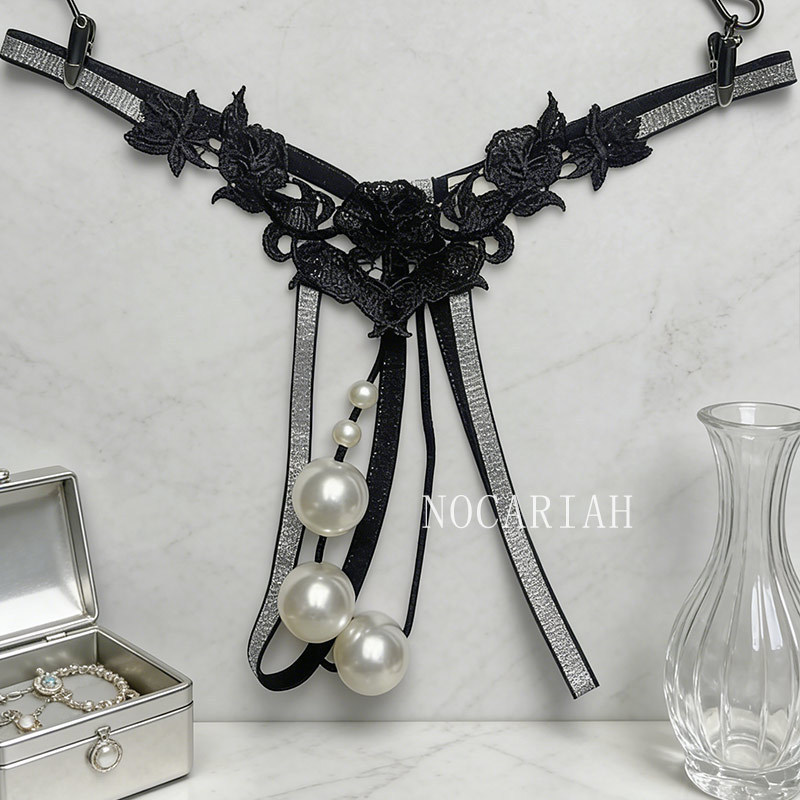 Cross-Border Erotic Lingerie Plus-Size Women's Hot Sexy Hollow-Out Open-Crotch No-Take-Off Thong with Extra-Large Pearl Massage Cross-Border Erotic Lingerie Plus-Size Women's Hot Sexy Hollow-Out Open-Crotch No-Take-Off Thong with Extra-Large Pearl Massage