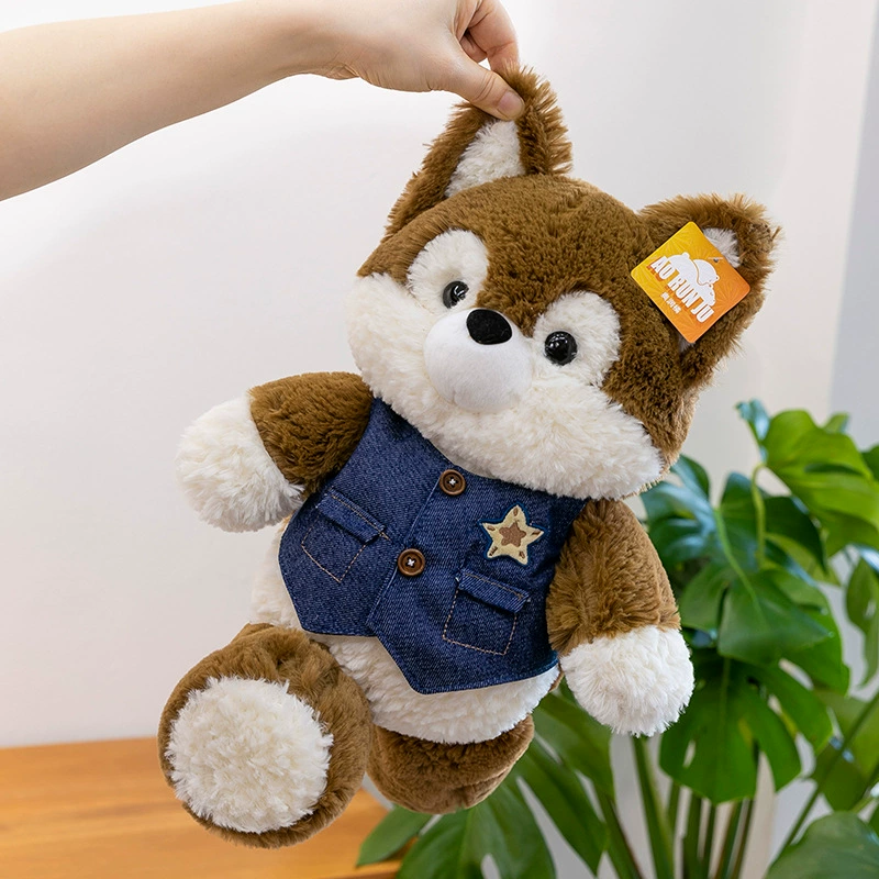 Кукла, плюшевая милая игрушка, мультяшный диван, подушка, лиса, енот
