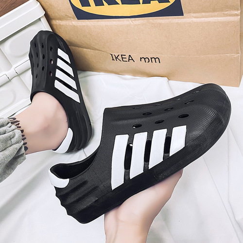 Men's Croc Shoes 2024 New Non-slip Thick Sole Casual Outerwear Korean Style Beach Soft Sole Nurse Baotou Slippers for Men