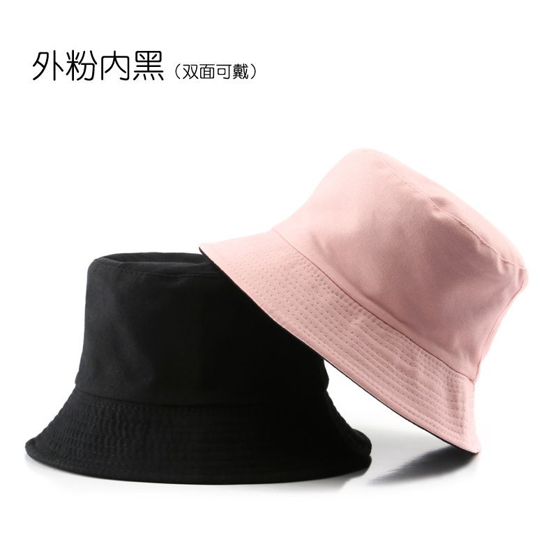 高品質両面漁師帽女性春夏光板学生日よけ盆帽国境を越えた帽子純色日焼け止め戸外帽