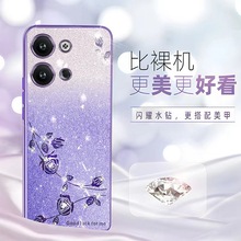 适用OPPOReno11闪粉渐变手机壳findX7电镀水钻A98永生花a38软壳A2