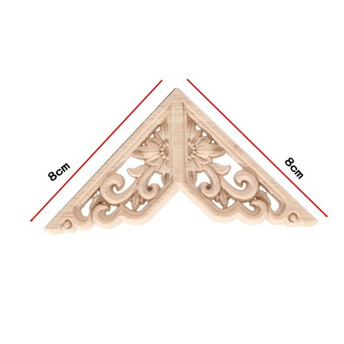 Chinese style home decoration decorative solid wood decals Dongyang wood carving white embryo wholesale multi-size small corner flowers