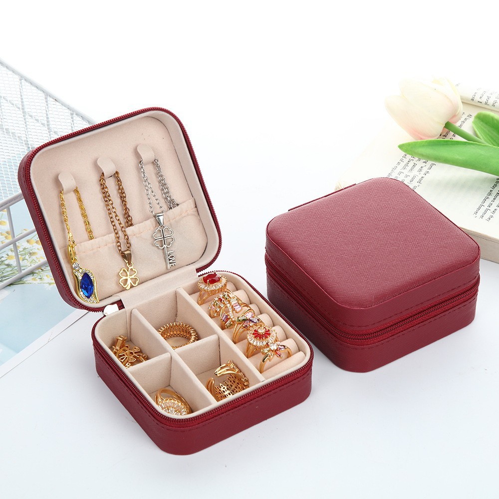 Joyería portátil transfronteriza caja de almacenamiento exquisita caja de joyería alta costura collar anillo caja de joyería de viaje