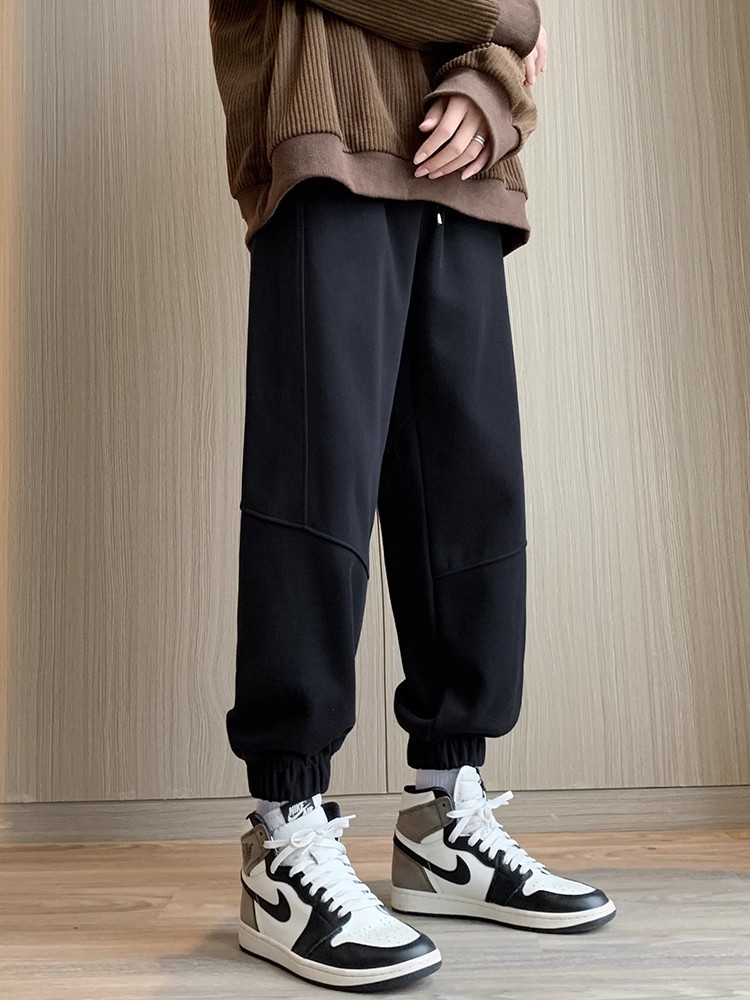 Fleece-Lined Men's Sweatpants Winter Casual Joggers Cuffed Sweatpants 2025 New Long Pants Autumn and Winter Men's Trousers