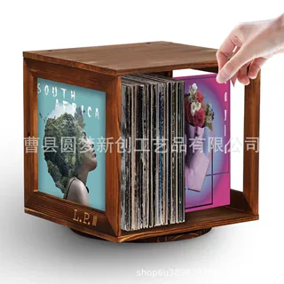 跨境木质黑胶唱片置物架家用书籍绘本杂志置物架木制CD桌面展示架