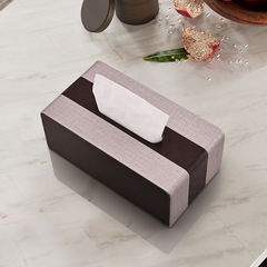 紙巾盒客廳創意時尚新中式拼皮抽紙盒酒店餐廳輕奢風桌面紙抽盒PU