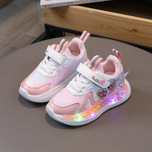 New Children's Sports Shoes with LED Lighting for Girls, Exports, Flash Shoes for Students, Casual Shoes for Middle and Small Children, Baby Shoes with Lights