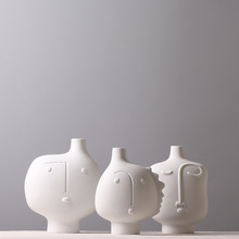 创意人脸花器 样板房酒店会所装饰摆件 磨砂插花花器北欧欧式简约