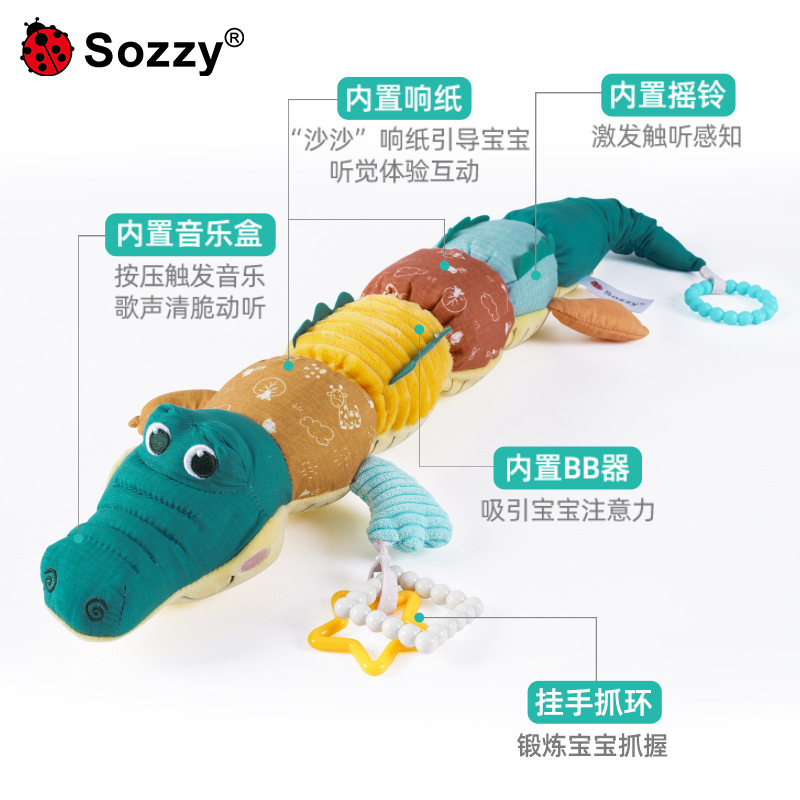 Sozy recién nacido bebé altura gobernante infantil 0-1 años cocodrilo educativo calmante muñeca de peluche bebé juguete