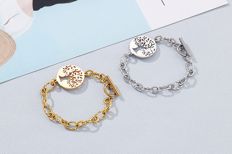 14g Weight PVD Coated Gold Plating Process 18K Gold Plated Plating Material 304 Stainless Steel Pendant Material No Inlaid Inlay Material Bracelets Classification 304 Stainless Steel Chain Material Anniversary, Business, Travel Occasion 304 Stainless Steel Material Life Tree Pattern Women'S Gender Fashion Style Waterproof Non Tarnish Craft Gold, Silver Color PVD Coated 18K Gold Plated Geometric Titanium Steel Fashion Waterproof Non Tarnish Bracelets 8
