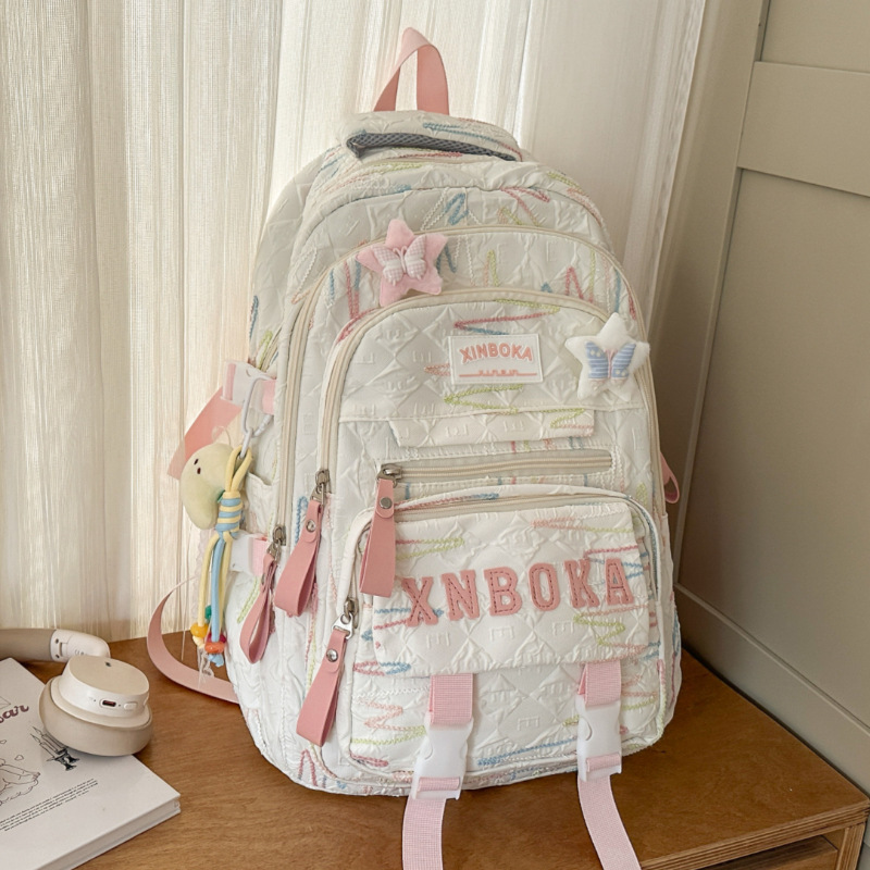 Schoolbags for Elementary School Students in Grades Three to Six, Large-Capacity Ins-Style Backpacks for Girls, Middle School Students' Burden-Reducing Backpacks, Junior High School Students' Backpacks