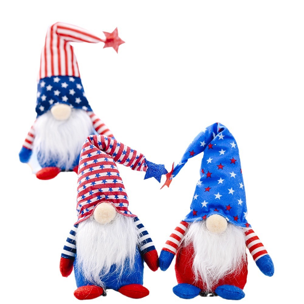 Día DE LA Independencia Americana de cinco puntas estrella sentada posición enana muñeca de peluche decoración regalo para niños Rudolf