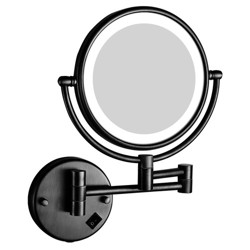 Smart LED cosmetic round mirror hotel bathroom bathroom anti-fog mirror wall-mounted folding telescopic luminous bathroom mirror