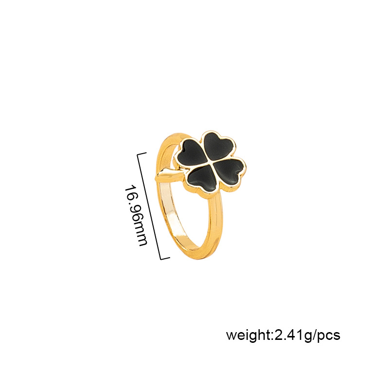 Wholesale Jewelry Retro Fashion Black Clover Ring Nihaojewelry display picture 1