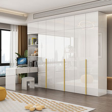 轻奢极简衣柜家用卧室UV亮光柜子颗粒板收纳二三四六门组合大衣橱