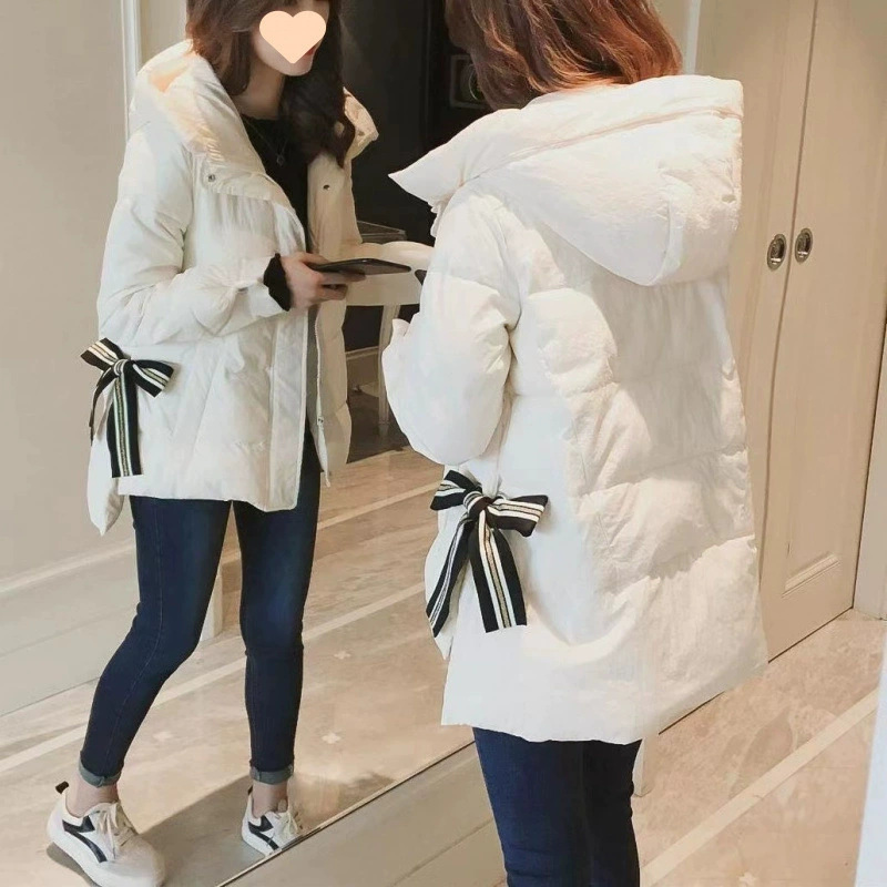 Укороченная куртка из пуха с увеличенной толщиной, oversize, свободный крой