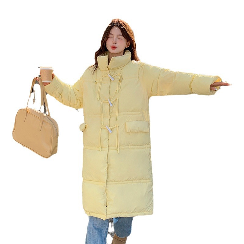 2024 comercio exterior europeo nuevo invierno largo plumón de algodón mujer coreana gruesa con capuzas simple chaqueta de pan